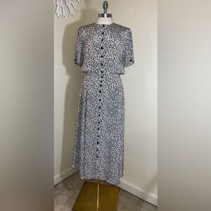 Liz Claiborne vintage black white print midi dress 4